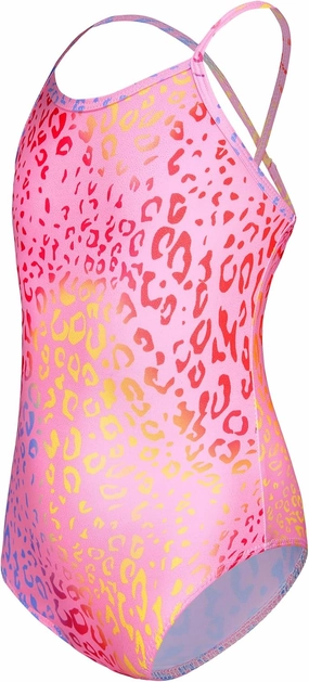 KSK KAISHEK Girls' Sparkle One-Piece Swimsuit 4-12Y Adjustable Crossback Straps Shimmer Bathing Suit for Beach Pool