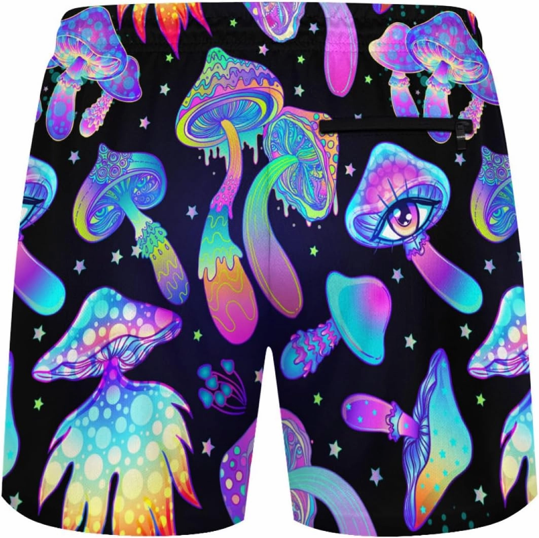 KSLIDS Mens Swim Trunks with Compression Liner 2-in-1 Swimming Shorts 5 inch Inseam Quick Dry Beach Board Shorts