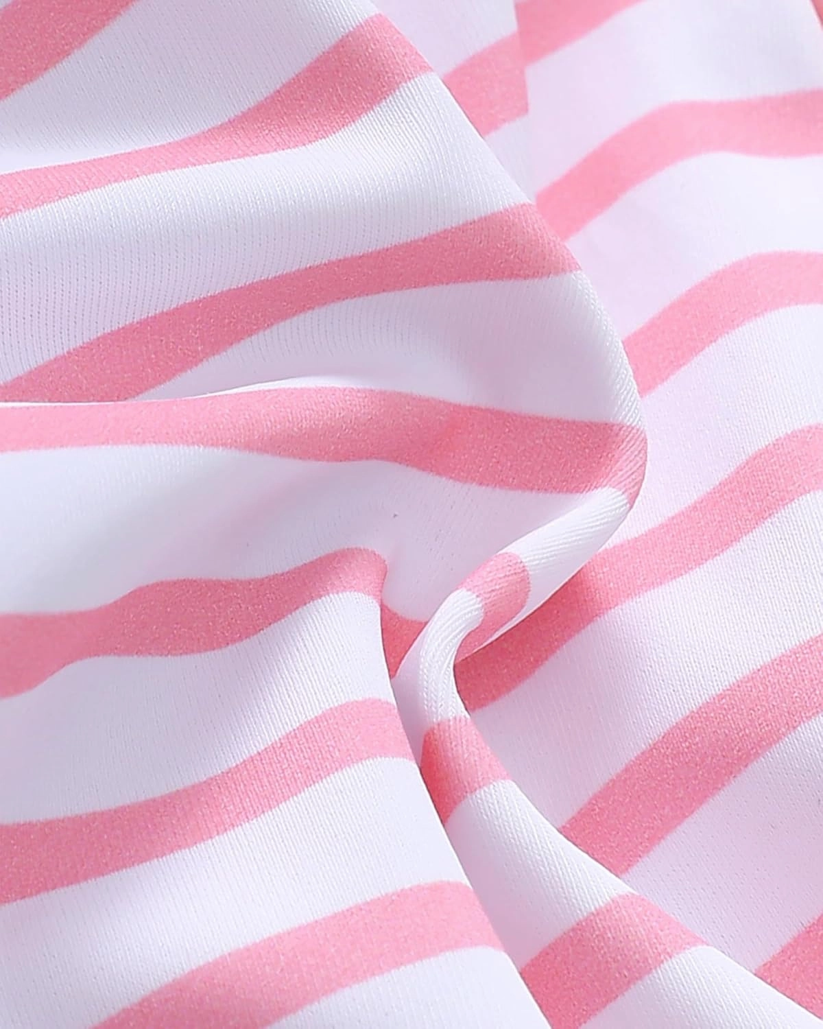 Kucnuzki Baby Girl Swimsuit Newborn One Piece Bathing Suit Bow Tie Bikini Tankini Infant Swimwear with Hat