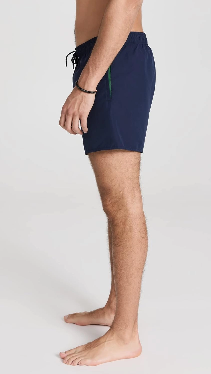 Lacoste Men's Solid Elastic Waist Swim Trunks