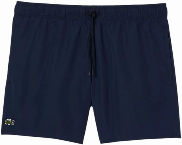 Lacoste Men's Solid Elastic Waist Swim Trunks