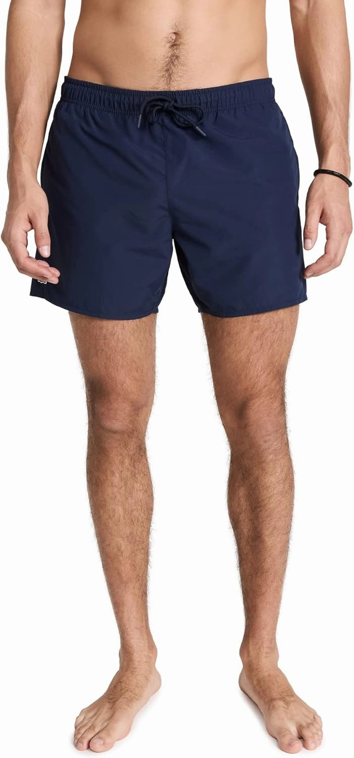 Lacoste Men's Solid Elastic Waist Swim Trunks