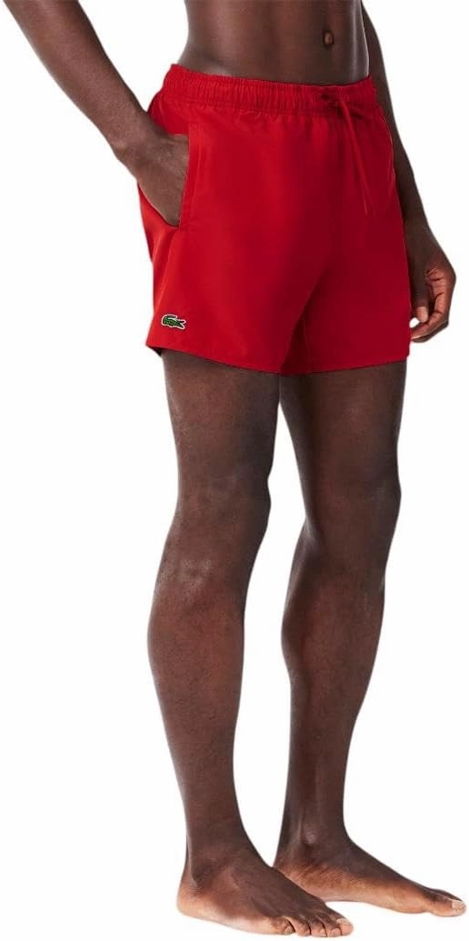 Lacoste Men's Solid Elastic Waist Swim Trunks