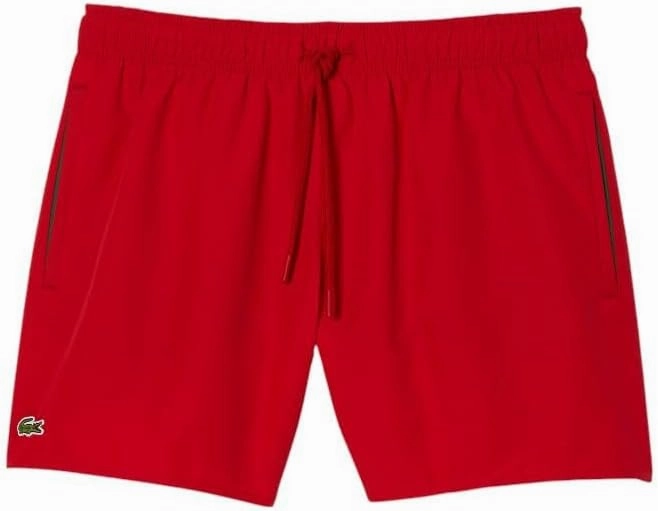 Lacoste Men's Solid Elastic Waist Swim Trunks