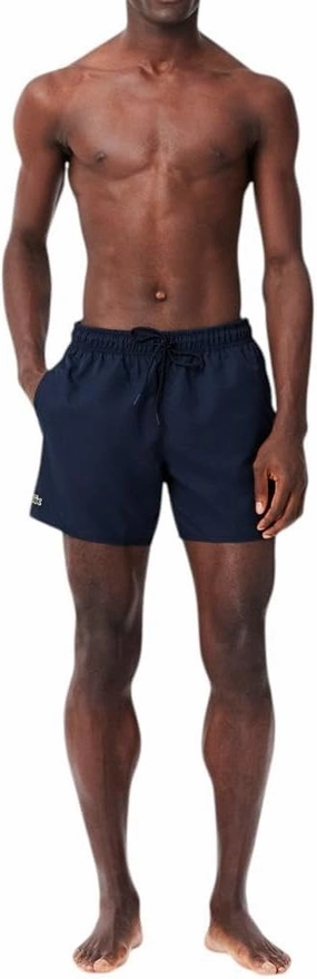 Lacoste Men's Solid Elastic Waist Swim Trunks