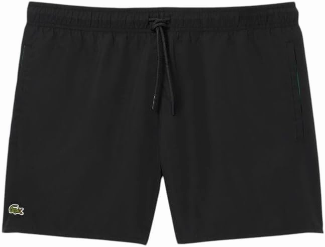 Lacoste Men's Solid Elastic Waist Swim Trunks