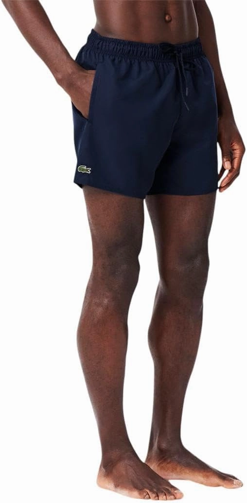 Lacoste Men's Solid Elastic Waist Swim Trunks