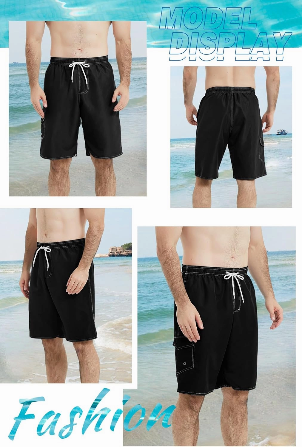 Landisun Mens Swim Trunks Board Shorts Swimsuit Swimwear Swim Shorts Bathing Suits Quick Dry with Mesh Lining