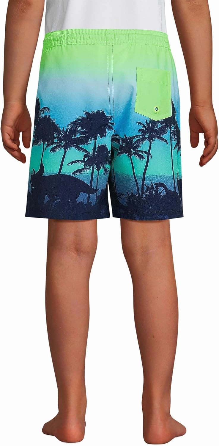 Lands' End Boys Husky Print Swim Trunks