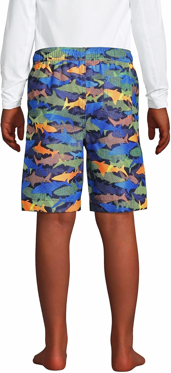 Lands' End Boys Husky Print Swim Trunks