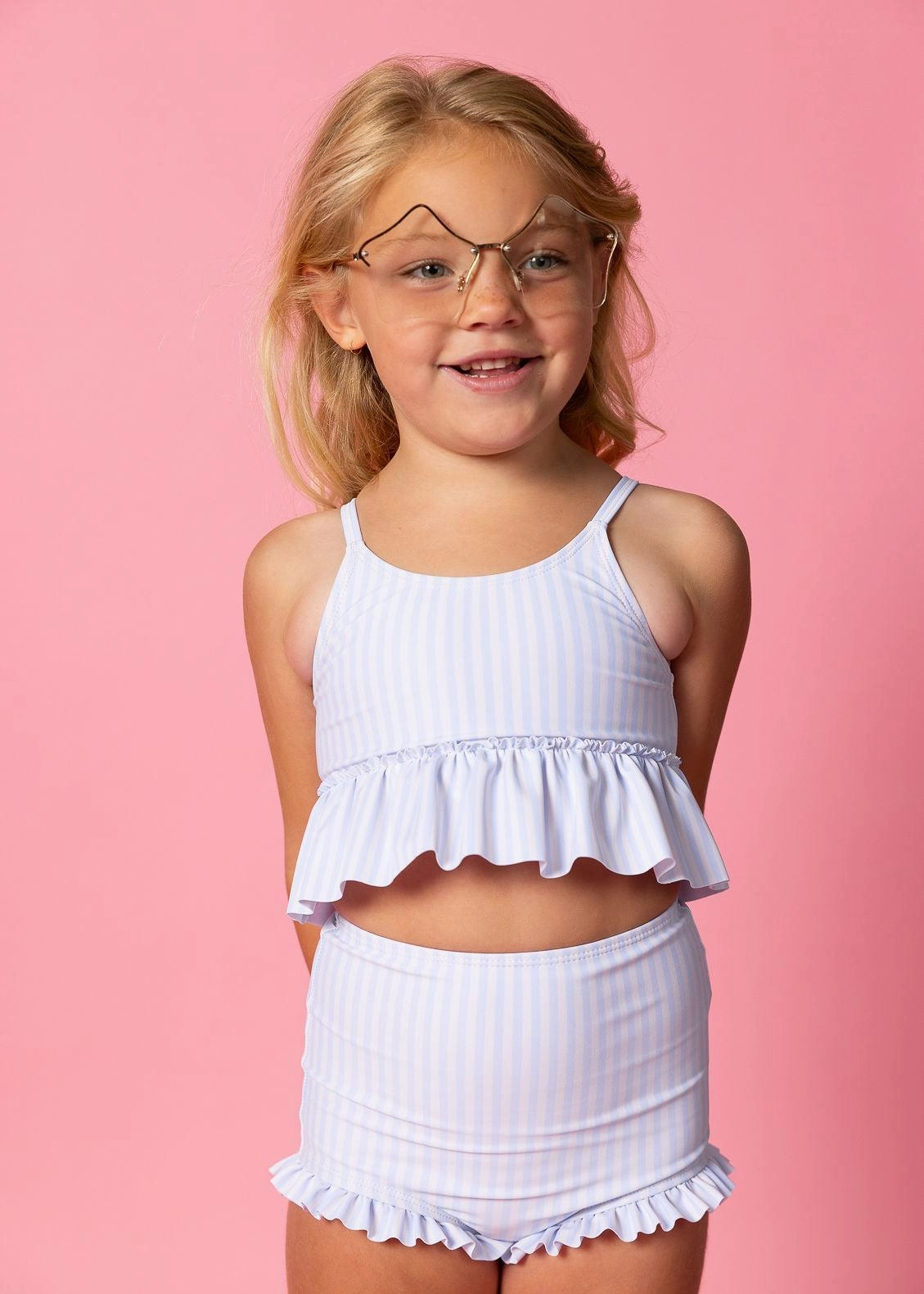 Light Blue Stripe | Mini Peplum Top