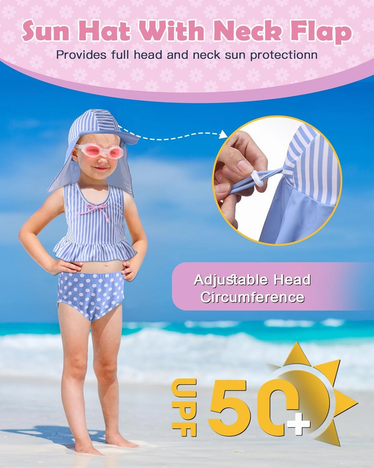 Lilian & Gema 4-Piece Baby Toddler Girl Swimsuit Set - Tankini & Rash Guard Girls Bathing Suit with UPF 50  Sun Protection