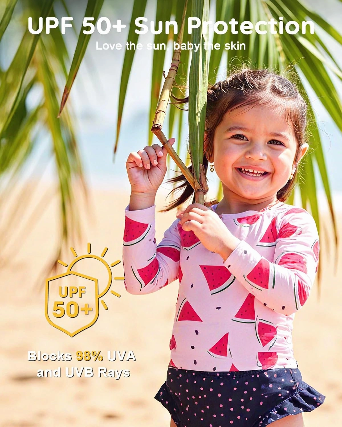 Lilian & Gema 4-Piece Baby Toddler Girl Swimsuit Set - Tankini & Rash Guard Girls Bathing Suit with UPF 50  Sun Protection