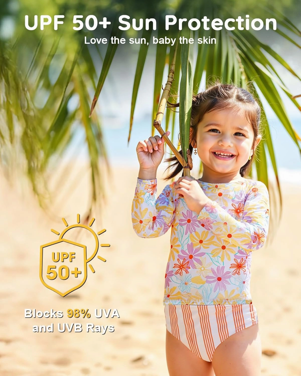 Lilian & Gema 4-Piece Baby Toddler Girl Swimsuit Set - Tankini & Rash Guard Girls Bathing Suit with UPF 50  Sun Protection