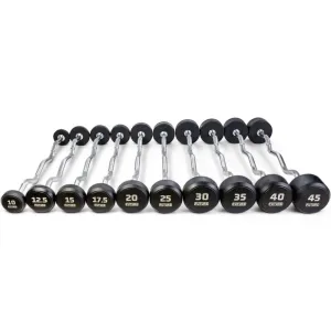 Limited Time Future Premium EZ Curl Rubber Barbell Set 10 - 45kg Made for You, Round Dumbbells, Peloton Bike 