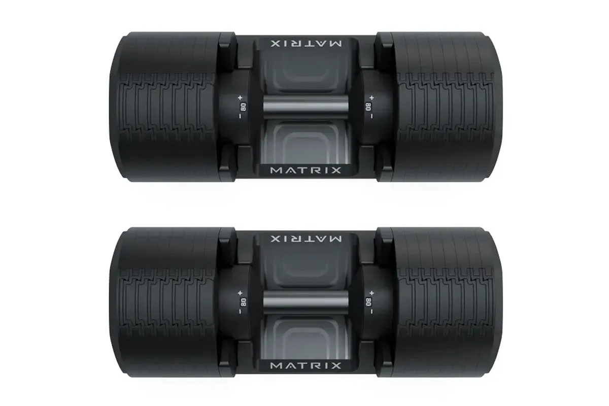 Matrix DB80 80lb Adjustable Dumbbells, Curved treadmill, Wrist weights, Strength Bands