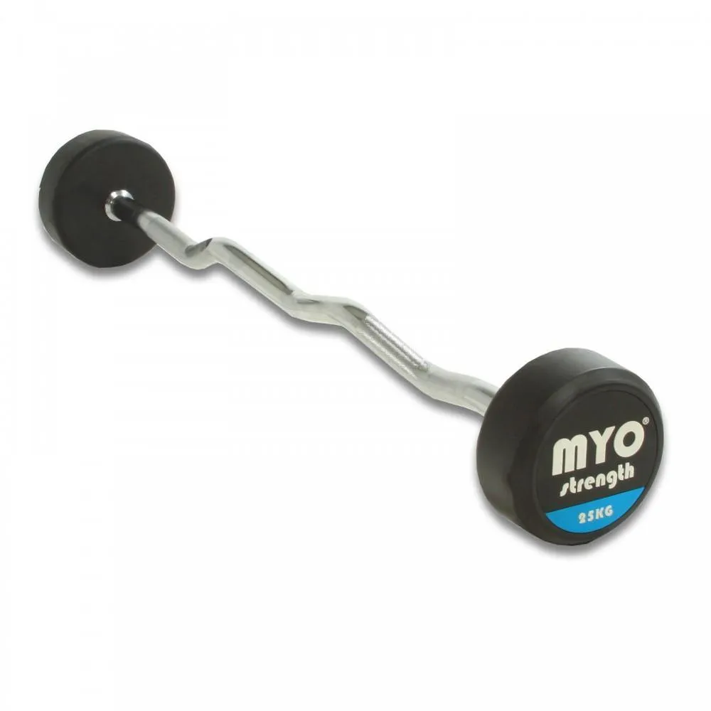 MYO Strength Rubber Barbell with PU End Cap - EZ Bar, Cable Machines, Lifting straps for gym