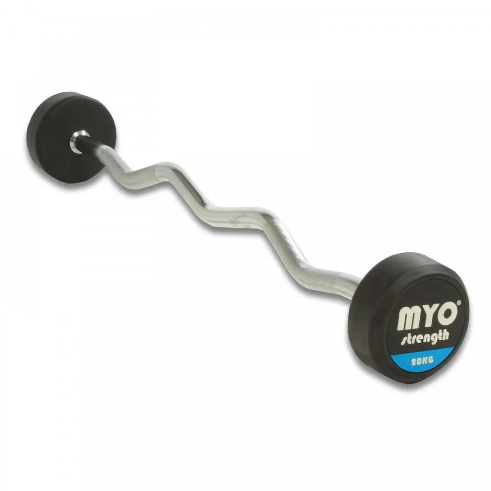 MYO Strength Rubber Barbell with PU End Cap - EZ Bar, Yoga strap with buckle, Family yoga mat set