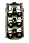 Limited Time VTX Troy Vertical Kettlebell Rack with 4 Hooks and Accessory Tray Refined for You, Massage Guns, Dumbbell Storage