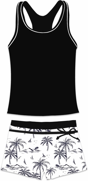 Little Girls' Summer Swimwear Two Piece Boyshort Tankini Kids Swimsuit