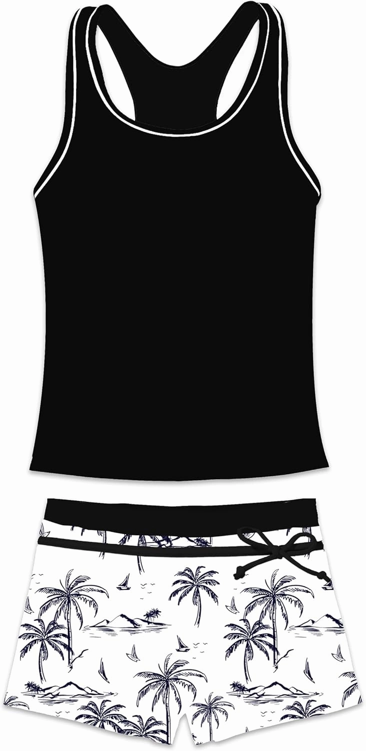 Little Girls' Summer Swimwear Two Piece Boyshort Tankini Kids Swimsuit