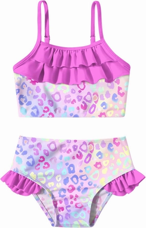 Little Girls Two Piece Mermaid Bikini Set Ruffle Adjustable Summer Beach Bathing Swimsuit 3-7 Years for Kids