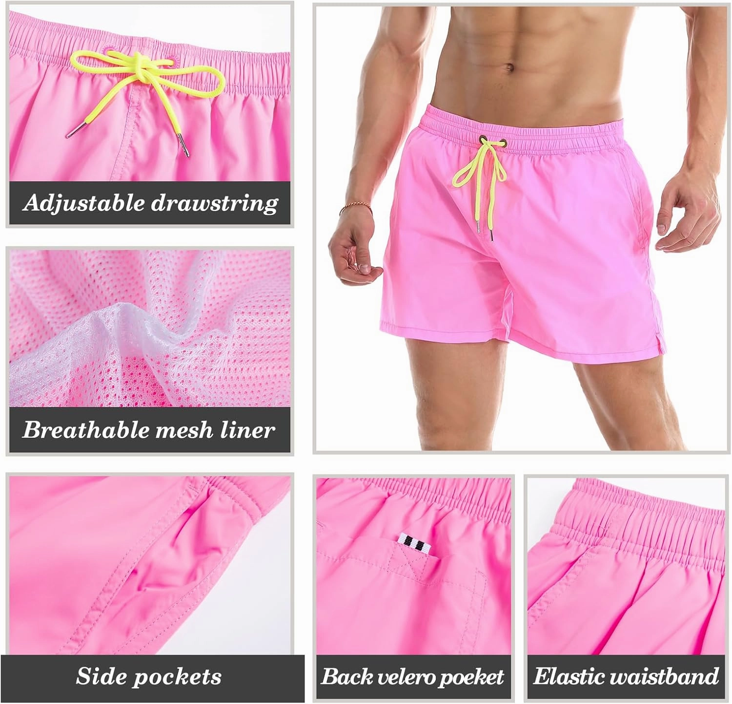 Lncropo Men's Swim Trunks Quick Dry Bathing Suits with Mesh Lining Swimwear Swim Shorts