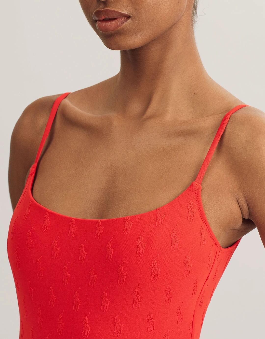 Logo Jacquard Kennedy Swimsuit - Bright Hibiscus