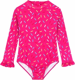 Long Sleeve One Piece Ruffle Swimsuit for Toddler Girls Baby Girl Rashguard Shirt with UPF 50  Sun Protection
