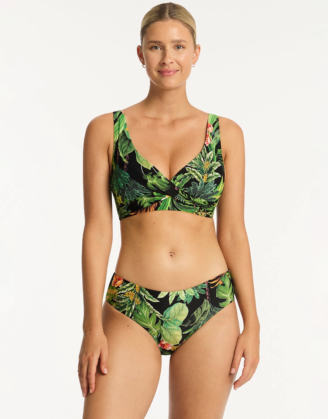 Lotus Cross Front Multi-fit Bikini Top - Black