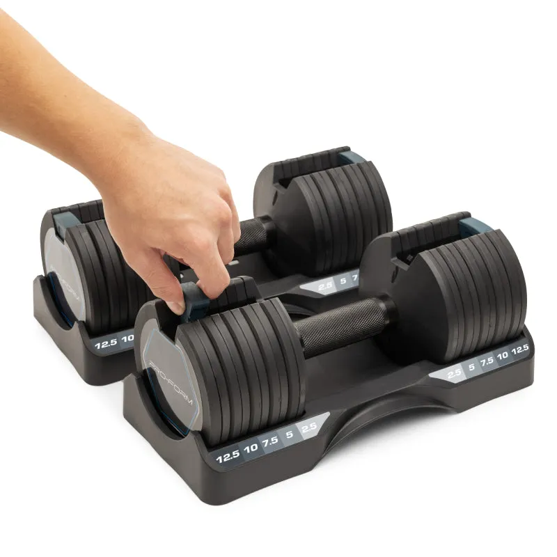 ProForm - 12.5LB Select-A-Weight Dumbbells PAIR (25lbs total), Rollers, Weightlifting Accessories