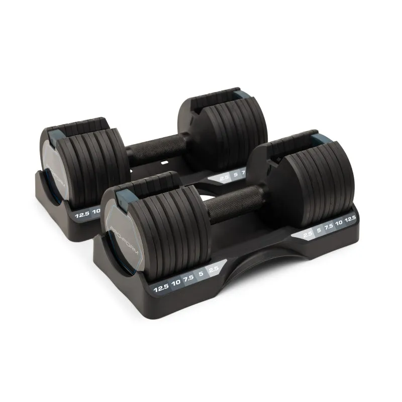 Loved by Thousands ProForm - 12.5LB Select-A-Weight Dumbbells PAIR (25lbs total) Pick of the Season, Squat Racks, Commercial Rowers