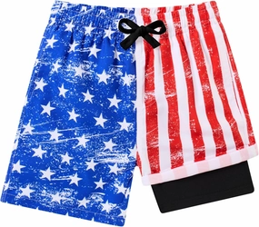 Lovekider 5-16 Years Boys Swim Trunks with Compression Liner Waterproof Quick Dry Swimwear Bathing Suits