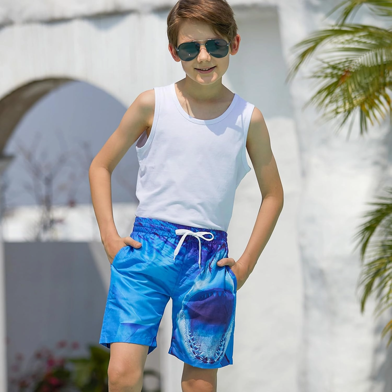 Lovekider Boys 3D Printed Funny Swim Trunks Casual Quick-Drying Beach Pant Sports Running Swim Surf Board Shorts 3-12 Years
