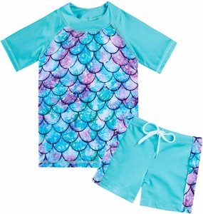 Lovekider Girls Swimsuits Two Piece Rash Guard Set Short Sleeve Bathing Suit Liner Swimwear with UPF 50  Sun Protection 3-12T
