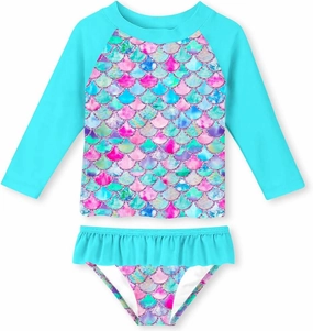 Lovekider Little Girls Swimsuits Two Pieces Swimwears Rash Guard Set Long Sleeve UPF50  Bathing Suit for Beach 2-10T