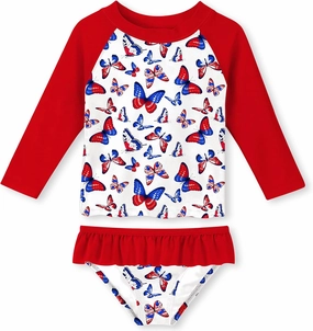 Lovekider Little Girls Swimsuits Two Pieces Swimwears Rash Guard Set Long Sleeve UPF50  Bathing Suit for Beach 2-10T