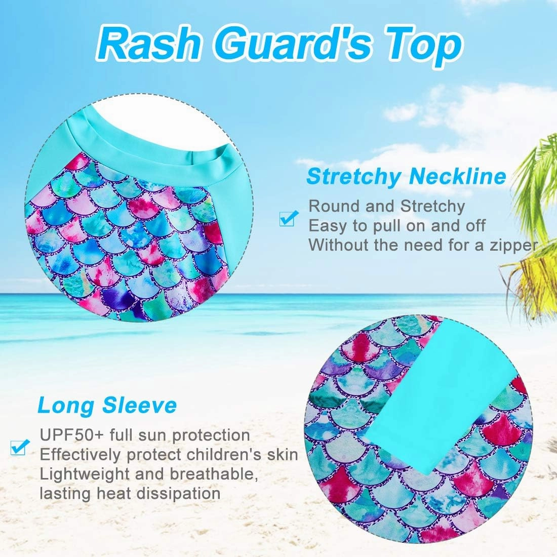 Lovekider Little Girls Swimsuits Two Pieces Swimwears Rash Guard Set Long Sleeve UPF50  Bathing Suit for Beach 2-10T