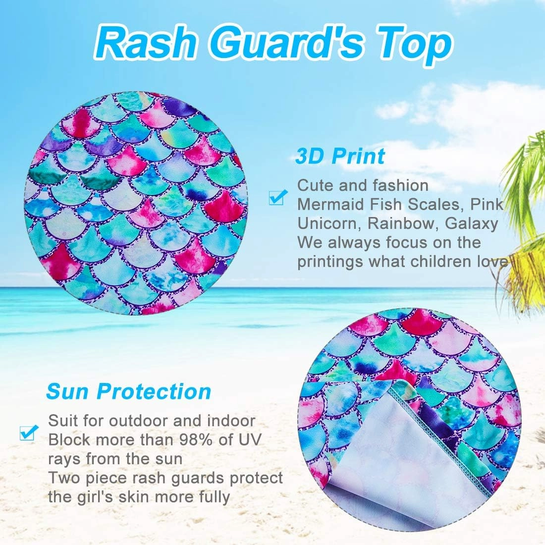 Lovekider Little Girls Swimsuits Two Pieces Swimwears Rash Guard Set Long Sleeve UPF50  Bathing Suit for Beach 2-10T