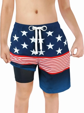 LUCOWEE Boys Swim Trunks Zipper Pockets Compression Liner Anti Chafe Swimsuit Bathing Beach Shorts Surf Quick Dry UPF 50 