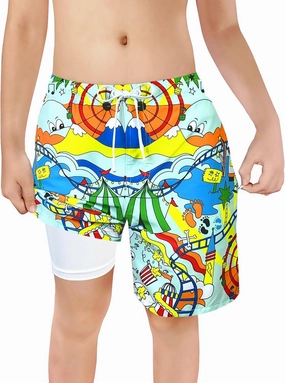 LUCOWEE Boys Swim Trunks Zipper Pockets Compression Liner Anti Chafe Swimsuit Bathing Beach Shorts Surf Quick Dry UPF 50 
