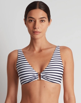 Luxe Stripe Ring OTS Bikini Top - Navy White