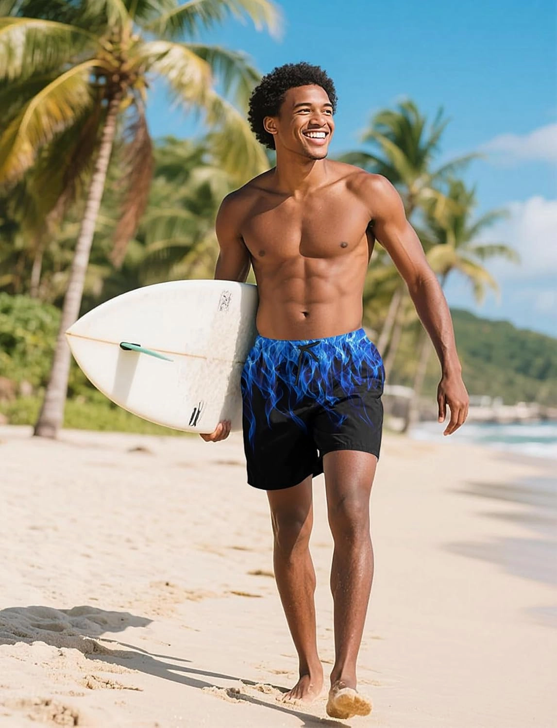 Lzzidou Men Swim Trunks with Mesh Liner 5 Inch Inseam Board Shorts Quick Dry Bathing Suit