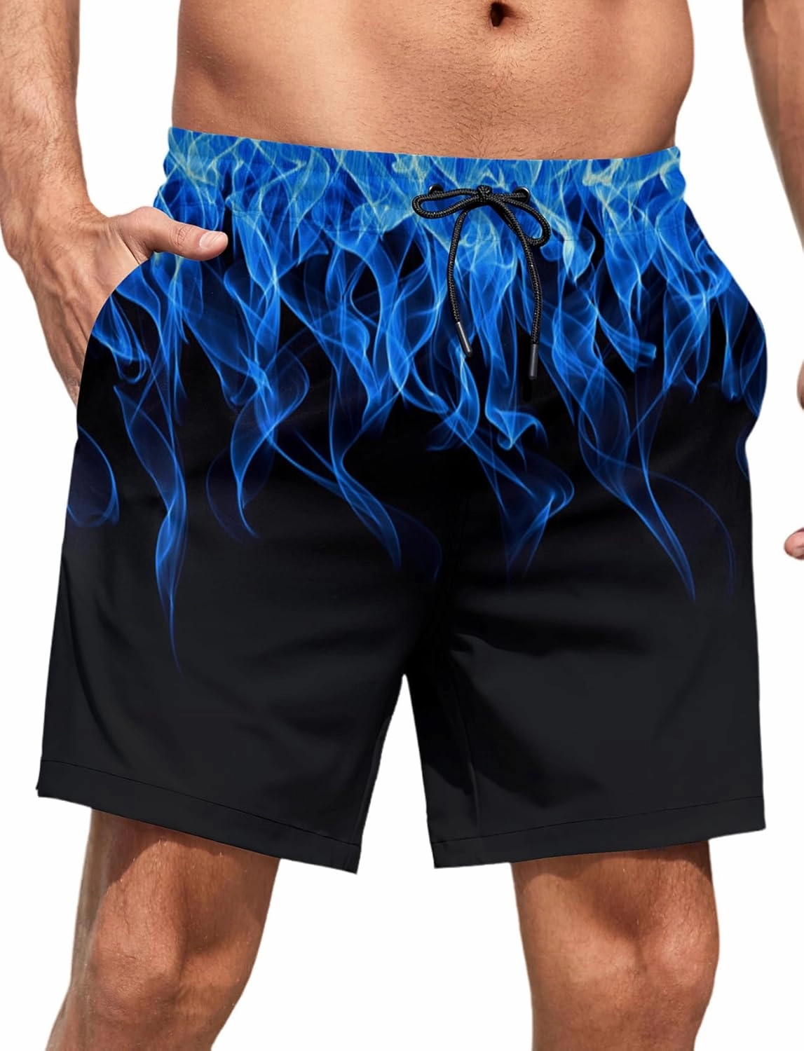Lzzidou Men Swim Trunks with Mesh Liner 5 Inch Inseam Board Shorts Quick Dry Bathing Suit