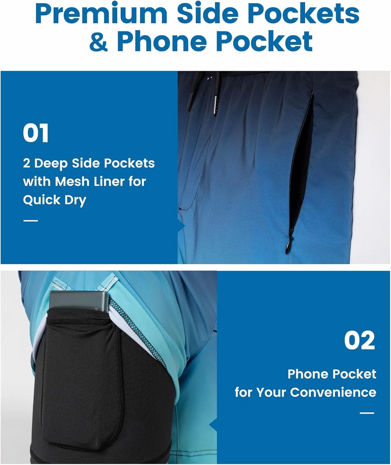 maamgic 5inch Mens Swimming Trunks with Compression Liner 2-in-1 Swim Trunks Stretch Quick Dry Swim Shorts Zipper Pockets