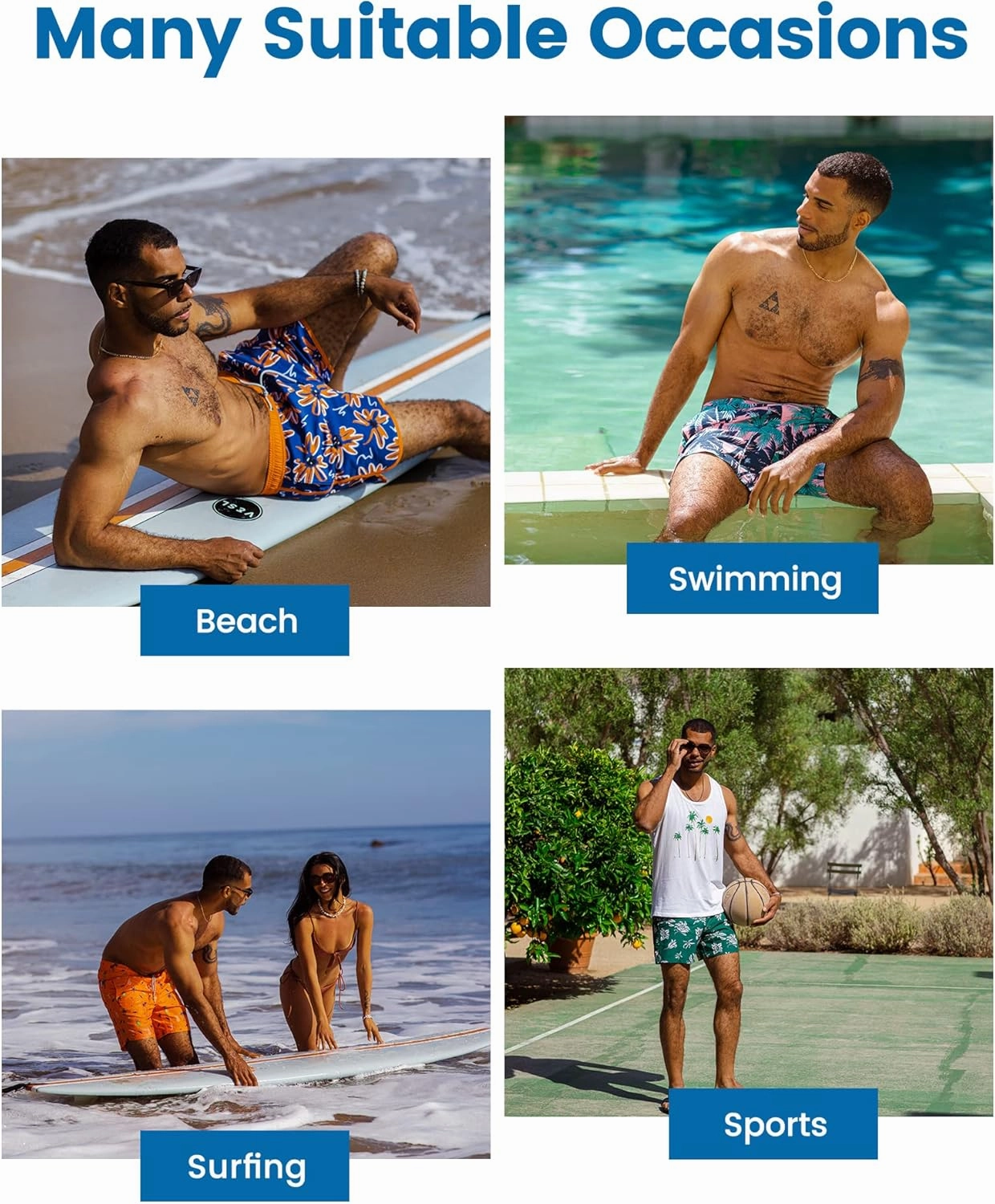 maamgic 5inch Mens Swimming Trunks with Compression Liner 2-in-1 Swim Trunks Stretch Quick Dry Swim Shorts Zipper Pockets