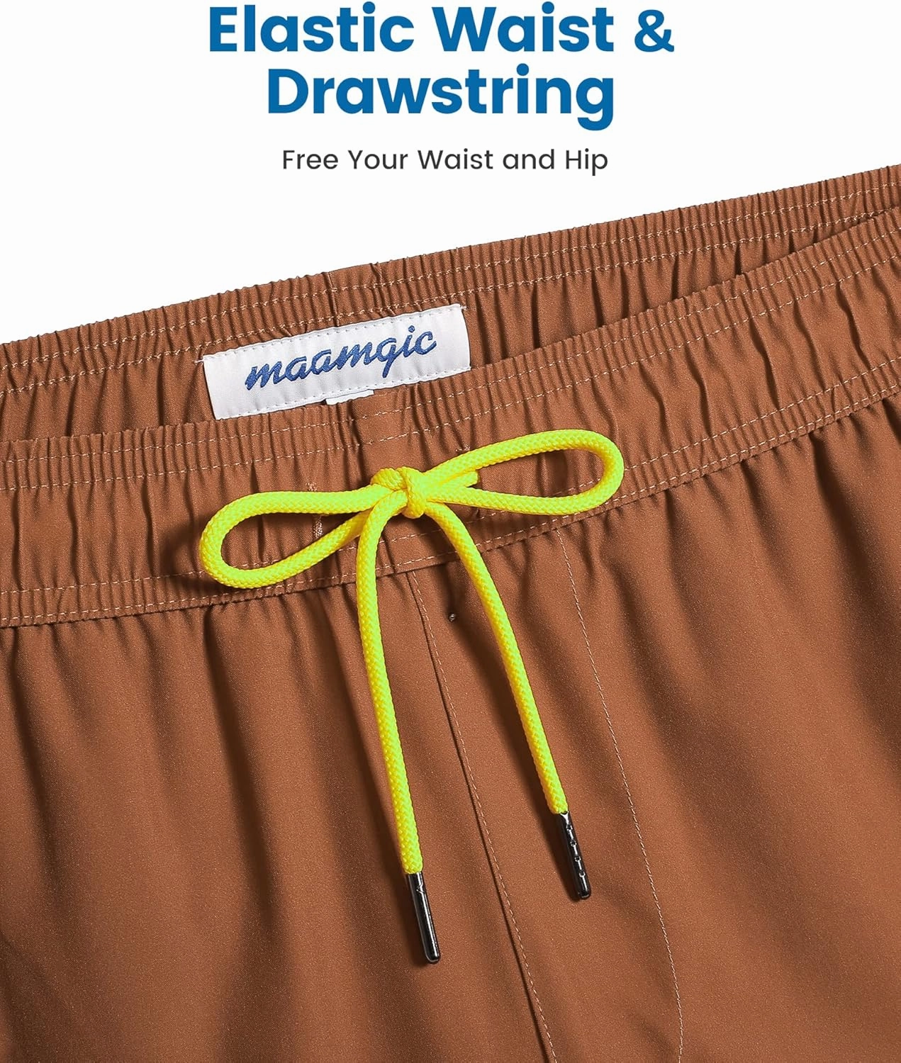 maamgic 5inch Mens Swimming Trunks with Compression Liner 2-in-1 Swim Trunks Stretch Quick Dry Swim Shorts Zipper Pockets