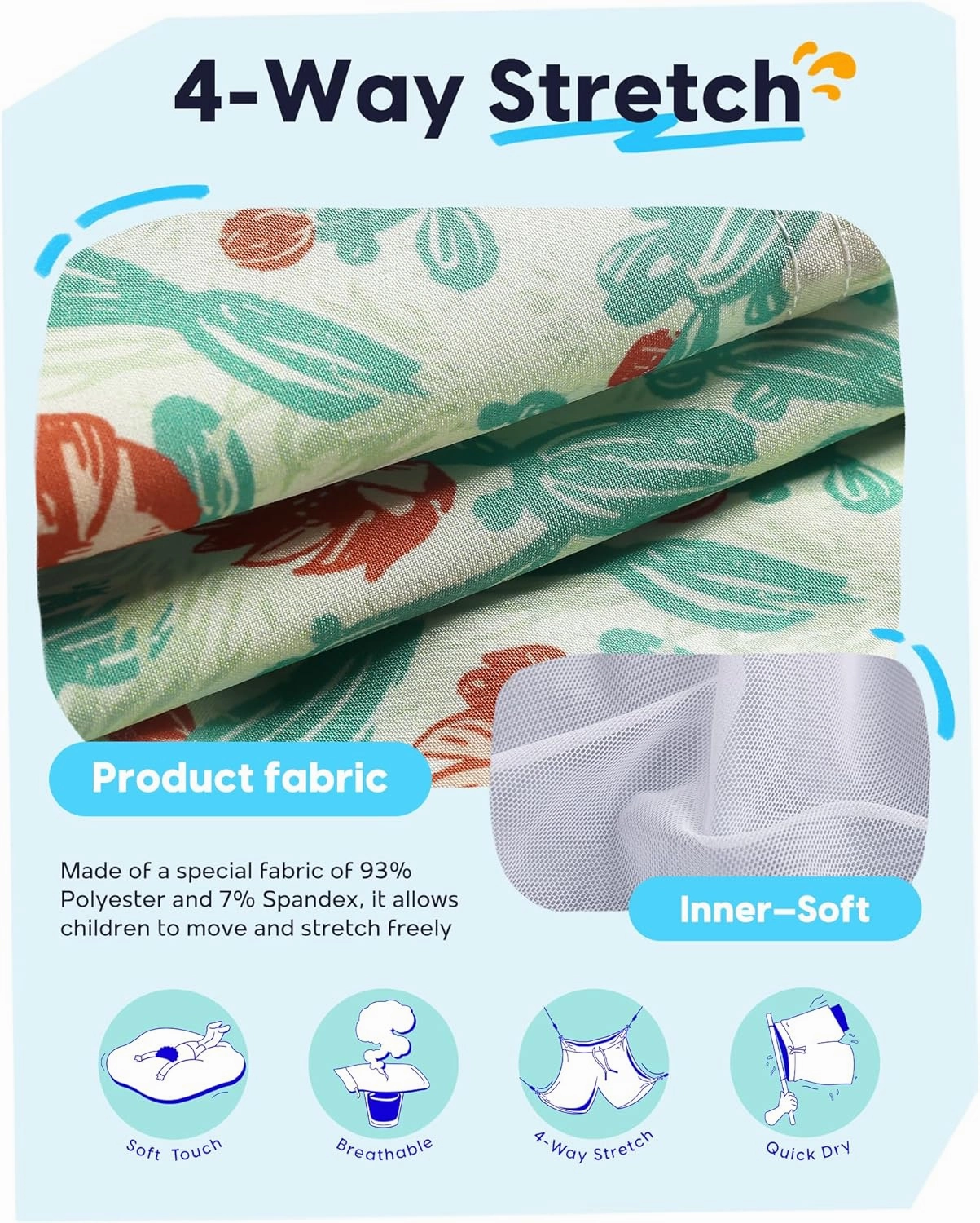 maamgic Boys Swim Trunks Stretch Quick Dry Swim Shorts Kids Bathing Suits Toddler Boy Swimsuit Swimwear