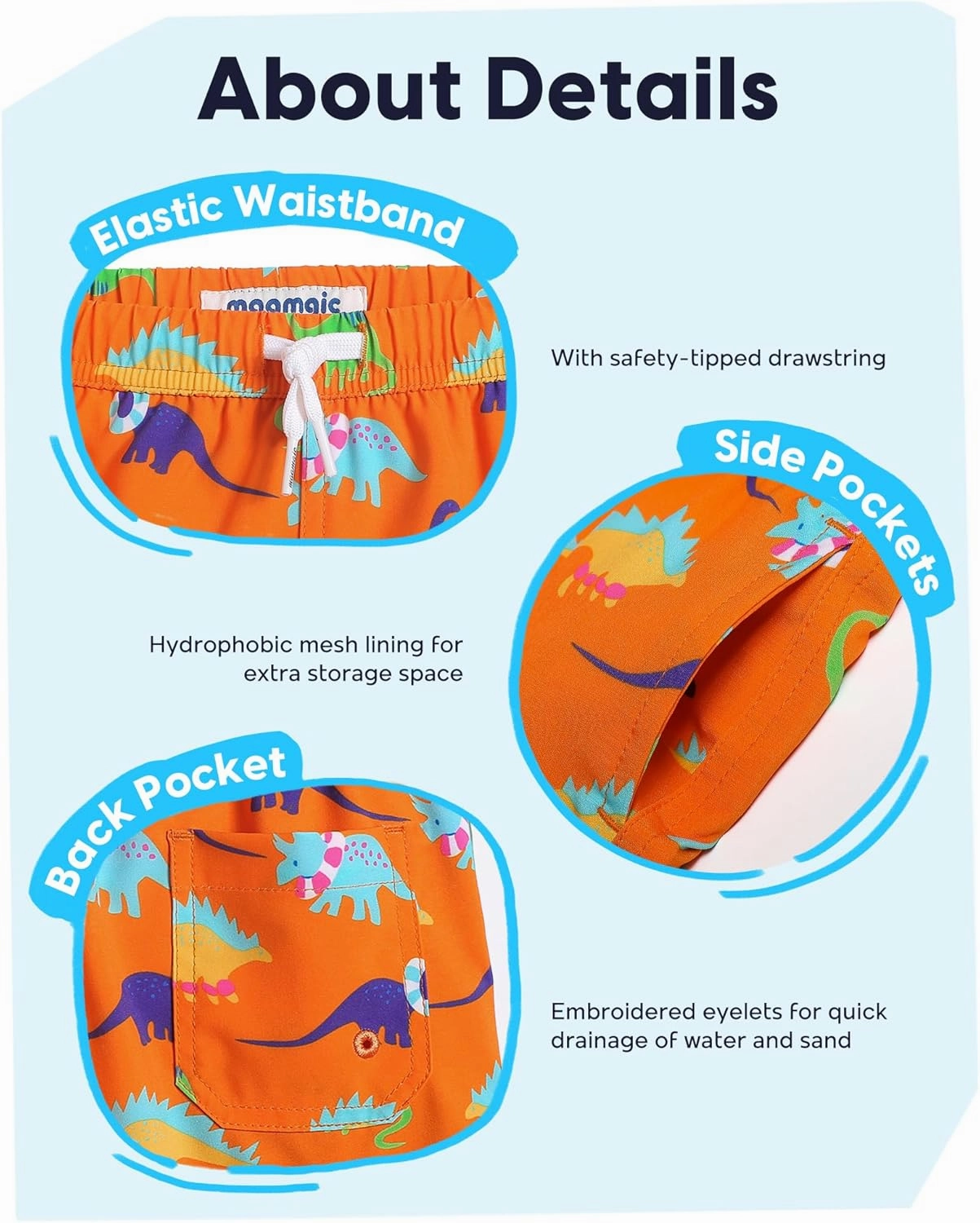 maamgic Boys Swim Trunks Stretch Quick Dry Swim Shorts Kids Bathing Suits Toddler Boy Swimsuit Swimwear