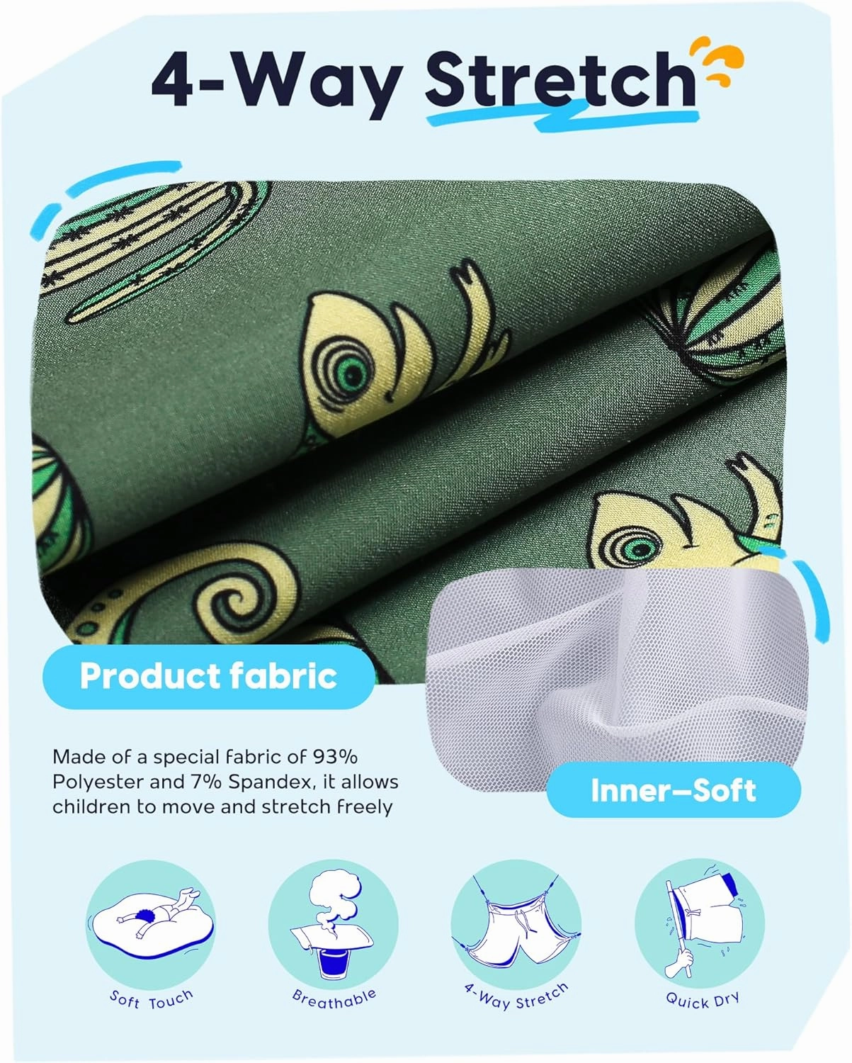 maamgic Boys Swim Trunks Stretch Quick Dry Swim Shorts Kids Bathing Suits Toddler Boy Swimsuit Swimwear